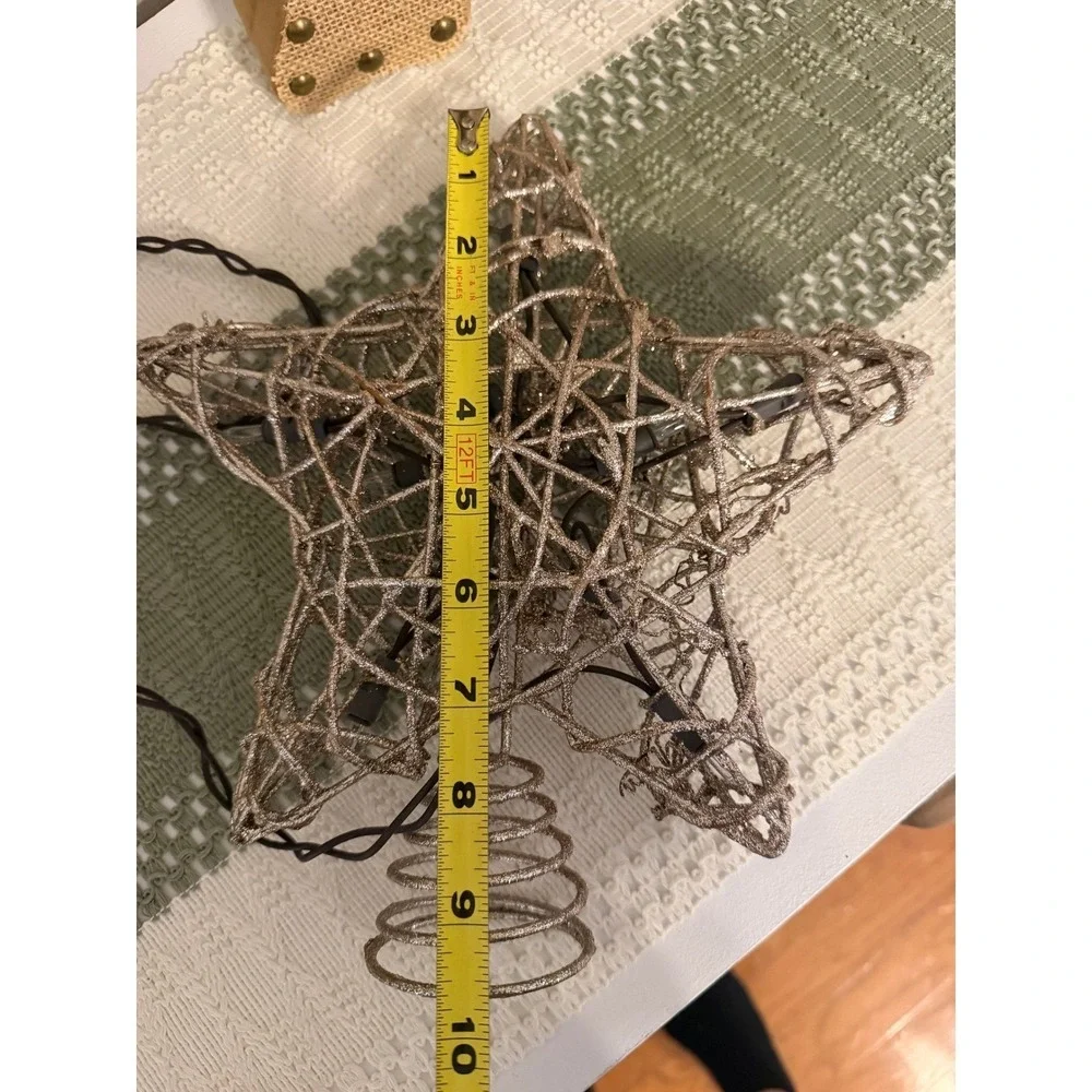 Glitter Star Christmas Tree Topper‎ Lights Spiral Base